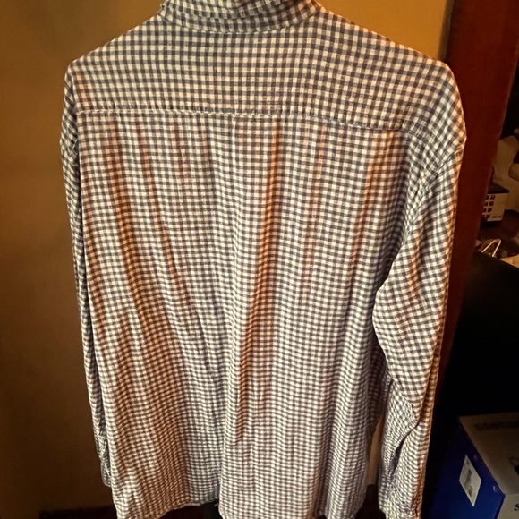 Linea Rosso blue, white, brown patterned linen shirt. Size XL - Picture 3 of 3